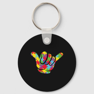 ASL Love Puzzle Hand Sign Language Autism Awarenes Key Ring