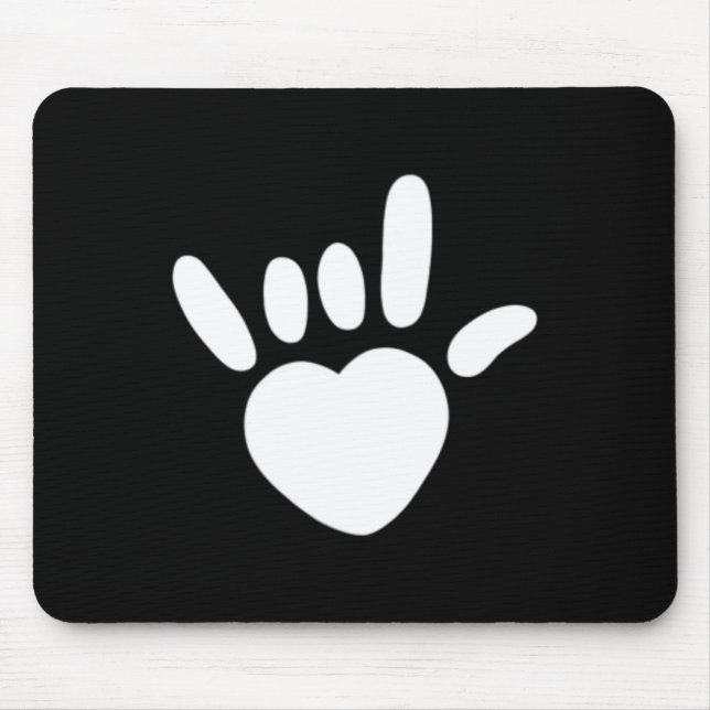 ASL Love Sign American Sign Language Deaf Awarenes Mouse Pad (Front)