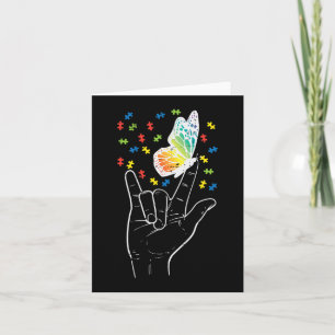 Asl Love Sign Butterfly Puzzle Autism Awareness Sp Card