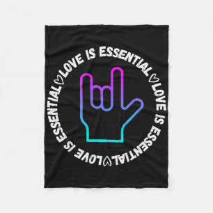 Asl Love Sign Disability Awareness Fleece Blanket
