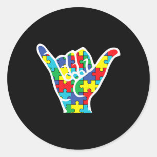 asl love sign hand autism awareness 2022 mum dad a classic round sticker