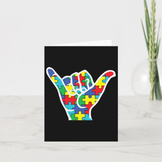 Asl Love Sign Hand Autism Awareness Mum Dad Aunt U Card (Front)