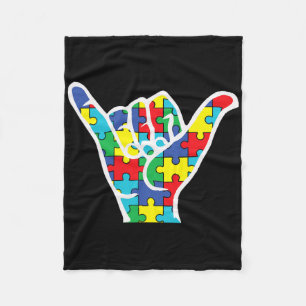 Asl Love Sign Hand Autism Awareness Mum Dad Aunt U Fleece Blanket