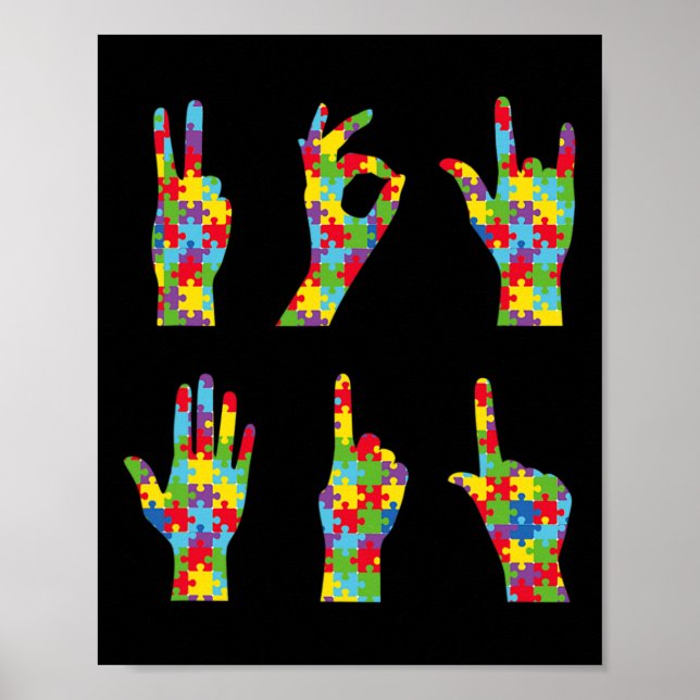 Asl Love Sign Language Autism Awareness  (Front)