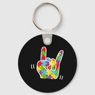 Asl Love Sign Language Autism Awareness Month Asl Key Ring