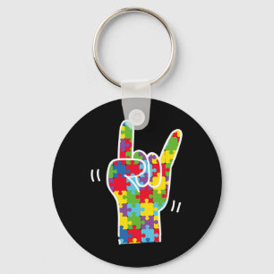 ASL Love Sign Language Autism Awareness Month ASL Key Ring