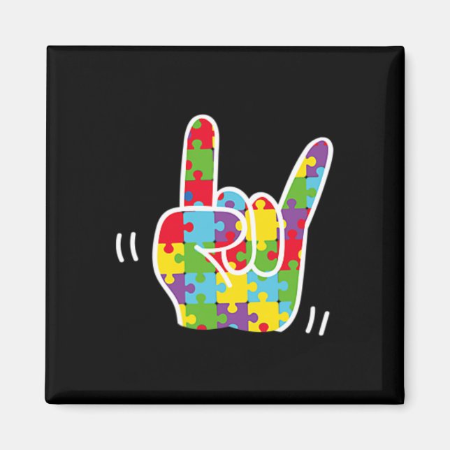ASL Love Sign Language Autism Awareness Month ASL  Magnet (Front)