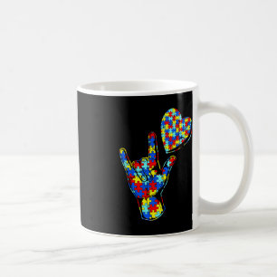 ASL Love Sign Language Autism Awareness Puzzle Kin Coffee Mug