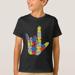 ASL Love Sign Language Autism Awareness Support 4 T-Shirt
