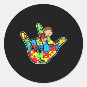 ASL Love Sign Language Autism Awareness Support  Classic Round Sticker