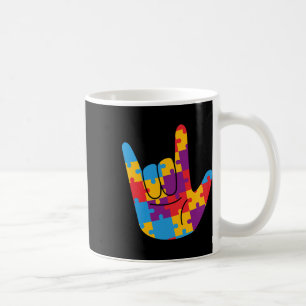 Asl Love Sign Language Autism Awareness Support Cu Coffee Mug