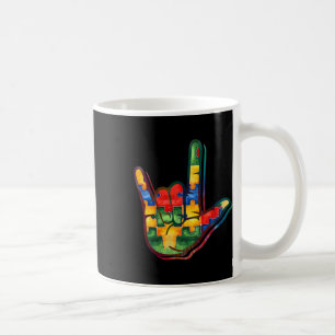 Asl Love Sign Language Autism Awareness Support Pu Coffee Mug