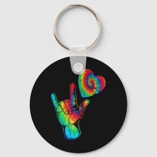 ASL Love Sign Language Autism Awareness Support Ti Key Ring