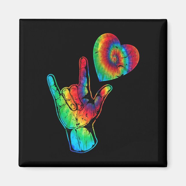 ASL Love Sign Language Autism Awareness Support Ti Magnet (Front)