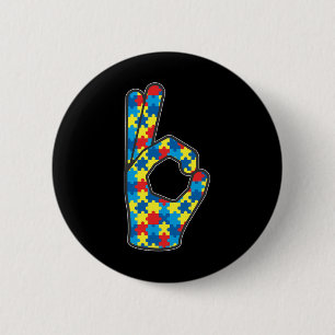 Asl Love Sign Language Autism Gift Awareness Suppo 6 Cm Round Badge