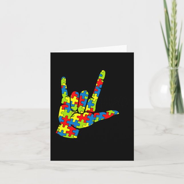 ASL Love Sign Language Autism Gift Awareness Suppo Card (Front)