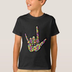 ASL Love Sign Language Autism Gift Awareness Suppo T-Shirt