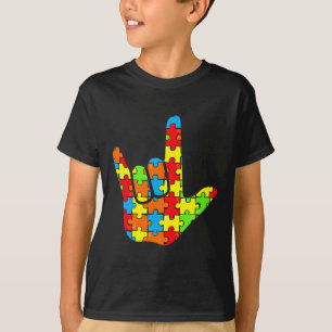 ASL Love Sign Language Autism Gift Awareness Suppo T-Shirt