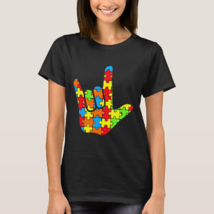 ASL Love Sign Language Autism Gift Awareness Suppo T-Shirt