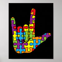 Asl Love Sign Language - Autistic Puzzle Autism Aw