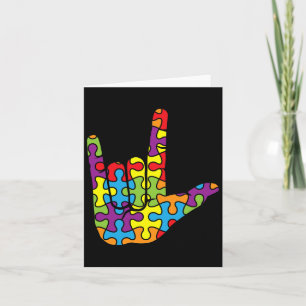 Asl Love Sign Language - Autistic Puzzle Autism Aw Card
