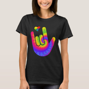 Asl Love Sign Language Hand Autism Awareness Heart T-Shirt