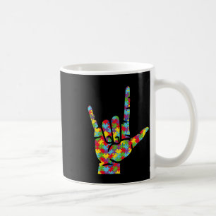 Asl Love Sign Language Hand Autism Awareness Puzzl Coffee Mug