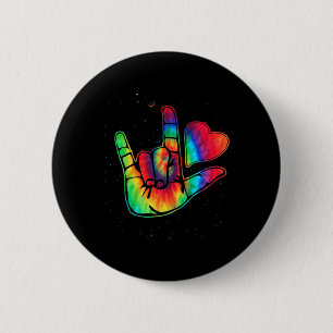 ASL Love Sign Language Hand Autism Awareness Suppo 6 Cm Round Badge