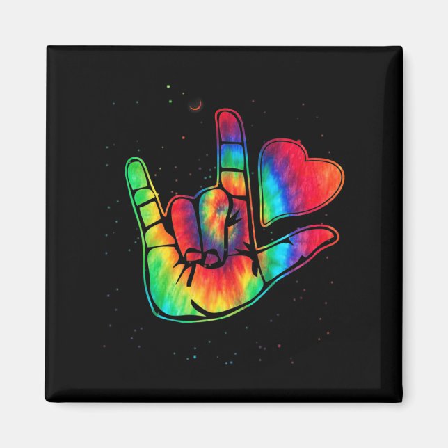 ASL Love Sign Language Hand Autism Awareness Suppo Magnet (Front)