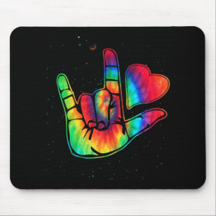 ASL Love Sign Language Hand Autism Awareness Suppo Mouse Pad