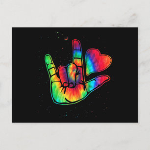 ASL Love Sign Language Hand Autism Awareness Suppo Postcard