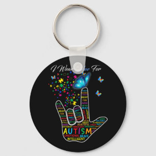Asl Love Sign Language Hand I Wear Blue For Autism Key Ring
