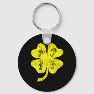 ASL Love Sign Language St Patrick's Day Deaf Aware Key Ring