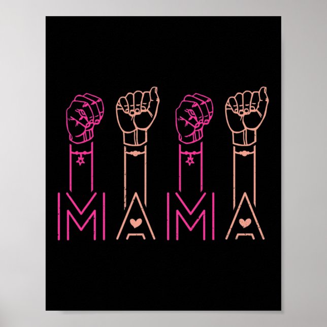 Asl Mama American Sign Language Deaf Awareness Sup (Front)