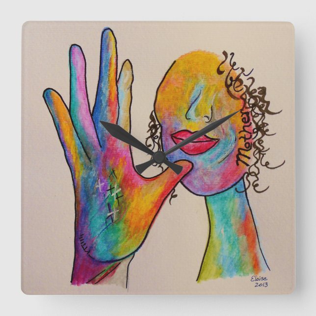 ASL Mother Square Wall Clock (Front)