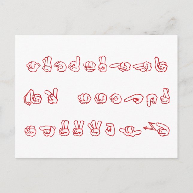 ASL No L Red for Christmas Holiday Postcard (Front)