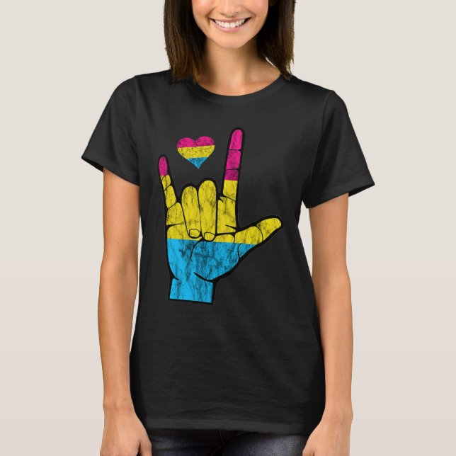 Asl Pride Panual Hearing Loss Deaf Awareness Month T-Shirt (Front)
