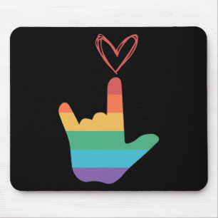 ASL Rainbow Love Symbol Deaf  Mouse Pad