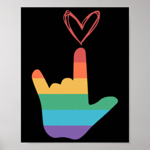Asl Rainbow Love Symbol Deaf  Poster