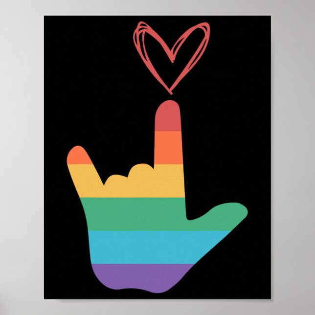 Asl Rainbow Love Symbol Deaf  Poster (Front)