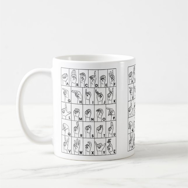 ASL Sign Language Alphabet Coffee Cup Mug (Left)