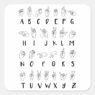 ASL Sign Language Alphabet Learner Gift Square Sticker