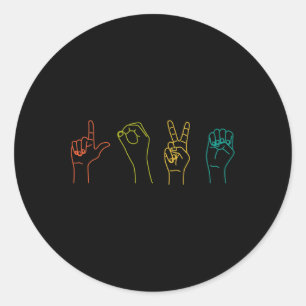 Asl Sign Language Alphabet Valentines Day Gift Ide Classic Round Sticker