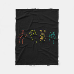 Asl Sign Language Alphabet Valentines Day Gift Ide Fleece Blanket