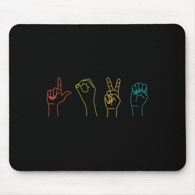 Asl Sign Language Alphabet Valentines Day Gift Ide Mouse Pad (Front)