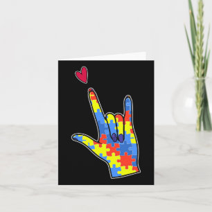 Asl Sign Language Autism Awareness Colourful Puzzl Card