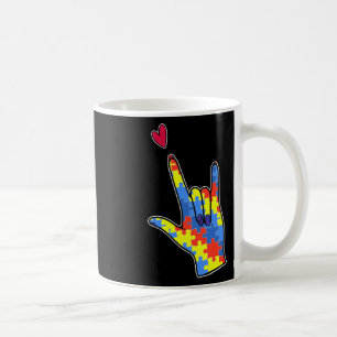 Asl Sign Language Autism Awareness Colourful Puzzl Coffee Mug