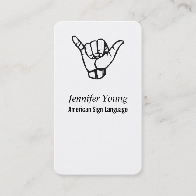 ASL, Sign Language Business Card (Front)