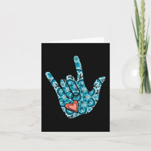 ASL Sign Language I Love You Gesture Heart Deaf Aw Card