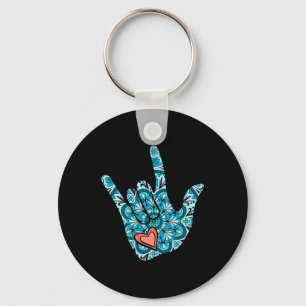 Asl Sign Language I Love You Gesture Heart Deaf Aw Key Ring